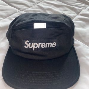 Supreme reflective tab pocket camp cap black